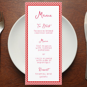 "That's Amore" Italian Red Checkered Print Rustic Menu