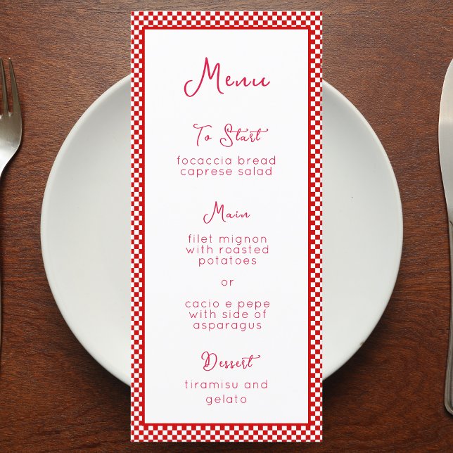 "That's Amore" Italian Red Checkered Print Rustic  Menu (Creator Uploaded)