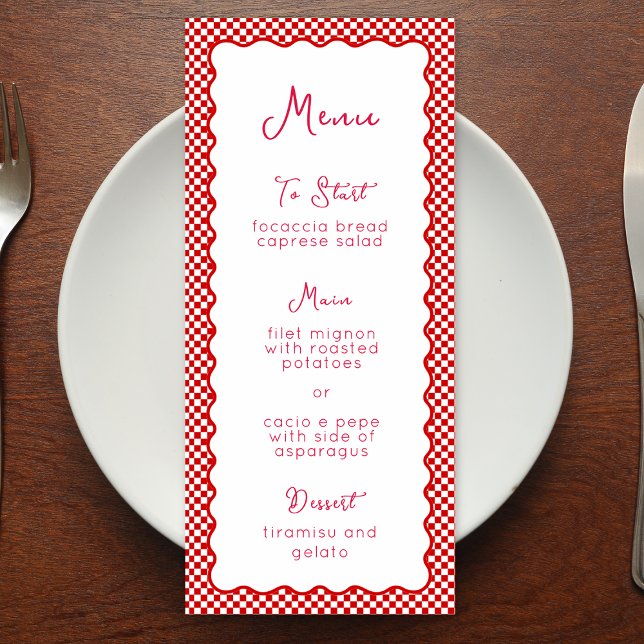 "That's Amore" Italian Red Checkered Whimsical  Menu (Creator Uploaded)