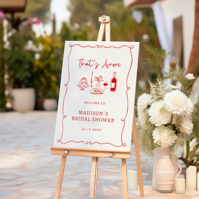 That's Amore Italian Red Hand Drawn Welcome Foam Board (Creator Uploaded)