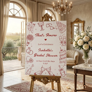 That's Amore Italian Red White Bridal Shower Sign
