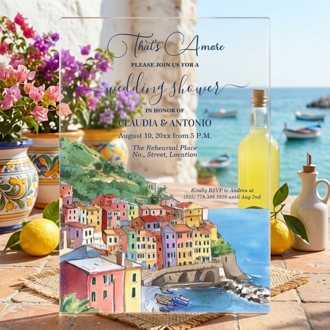 That's Amore Italian Riviera Wedding Shower Acrylic Invitations (Creator Uploaded)