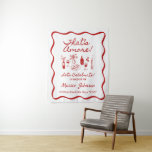 That's Amore Italian Theme Bridal Shower Sign Tapestry<br><div class="desc">That's Amore French Inspired Bridal Shower Sign Tapestry This funky Italian Bridal Shower Sign features hand drawn graphics and handwritten font with a wavy frame. This French inspired theme is perfect for your bridal shower, engagement party, rehearsal dinner or any event you choose! All clipart and font colors are fully...</div>