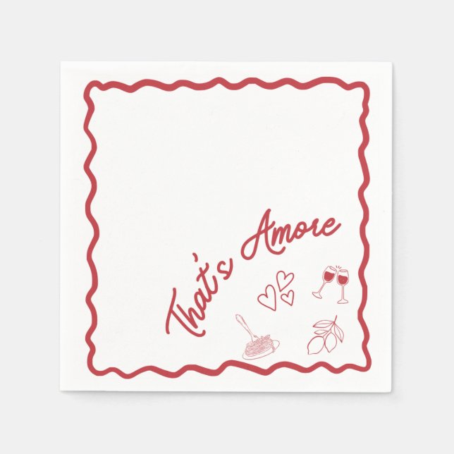 "That's Amore" Italian Themed  Napkins (Front)