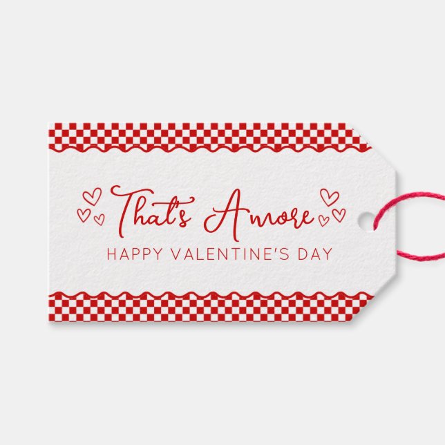 That's Amore! Italian Themed Valentine's Day Party Gift Tags (Front (Horizontal))
