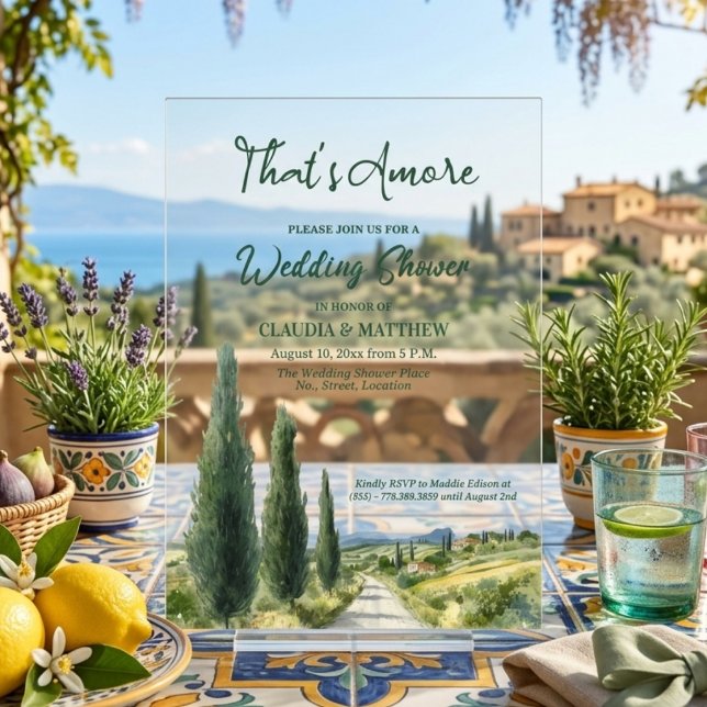 That's Amore Italian View Wedding Shower Acrylic Invitations (Creator Uploaded)