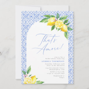 That's Amore Lemon Blue Tile Italian Bridal Shower Invitation