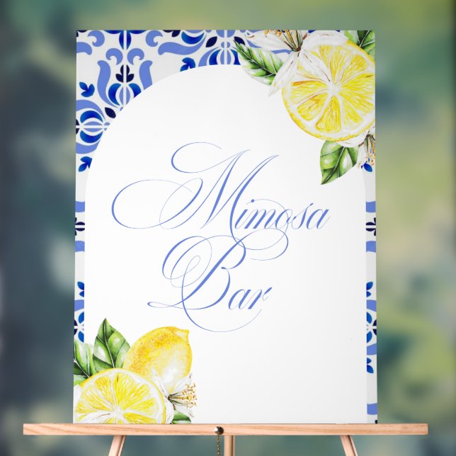 That's Amore Lemon Italian Blue Tile Bridal Shower Acrylic Sign (Neutral)
