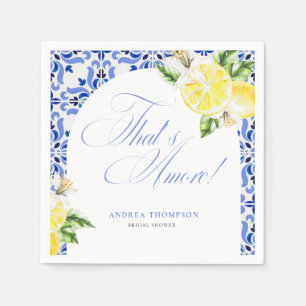 That's Amore Lemon Italian Blue Tile Bridal Shower Napkins
