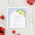 That's Amore Lemon Italian Blue Tile Bridal Shower Napkins<br><div class="desc">That's Amore Lemon Italian Blue Tile Bridal Shower Napkins</div>
