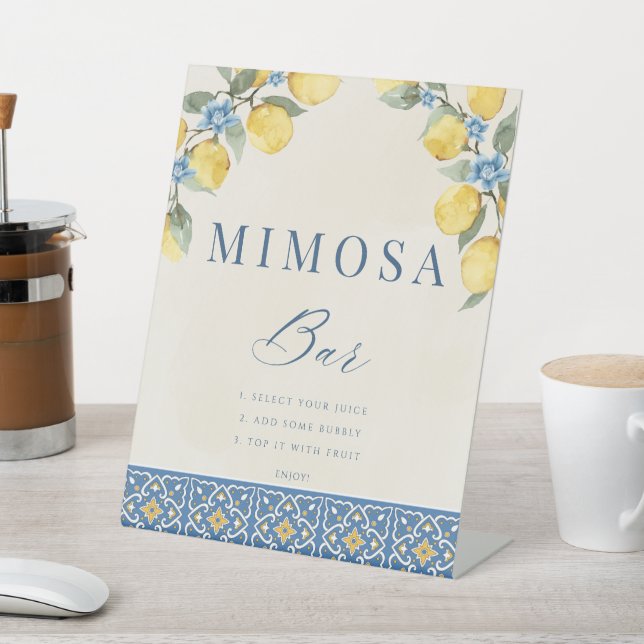 That's Amore Lemon Shower Mimosa Bar Poster Pedestal Sign (In SItu)