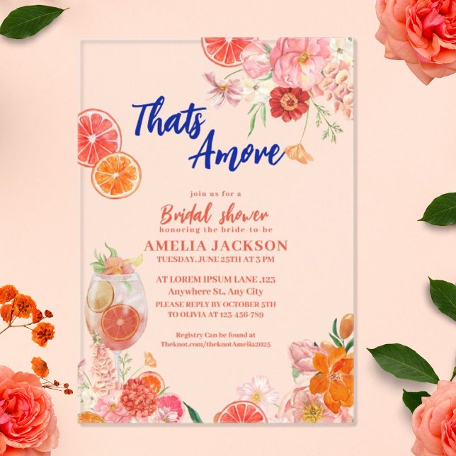 Thats amore mediterranean blue tiles bridal shower acrylic invitations (Creator Uploaded)