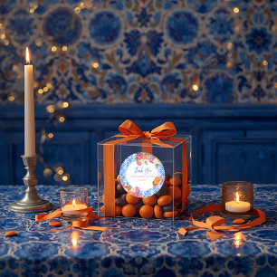 Thats amore mediterranean blue tiles bridal shower classic round sticker