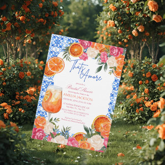 Thats amore mediterranean blue tiles bridal shower invitation
