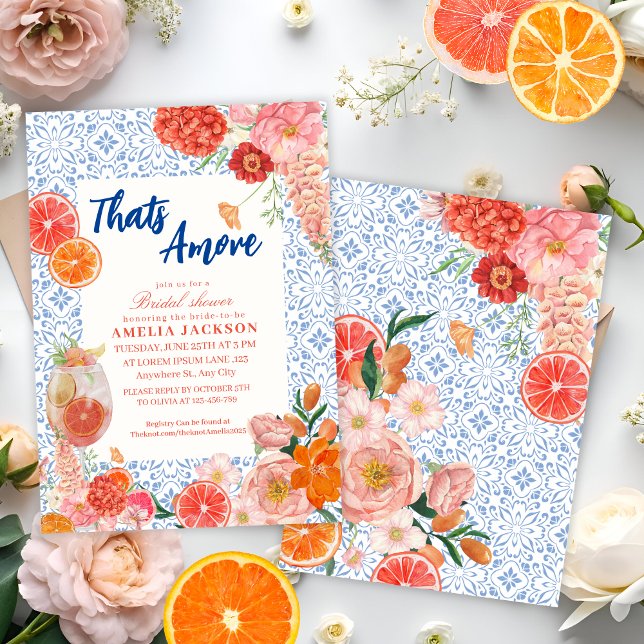 Thats amore mediterranean blue tiles bridal shower invitation (Creator Uploaded)