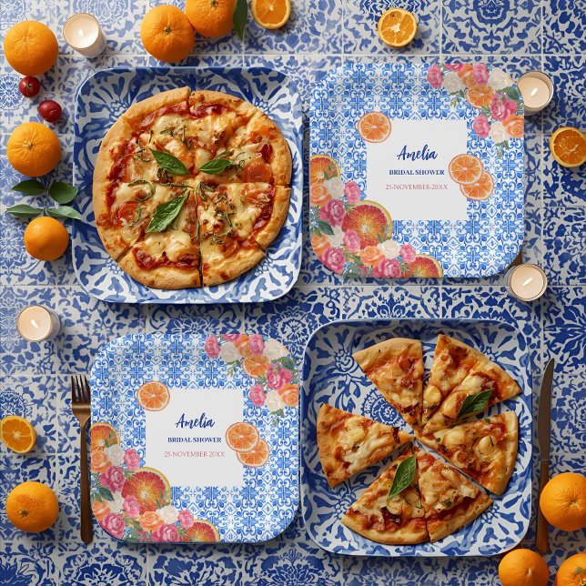 Thats amore mediterranean blue tiles bridal shower paper plates (Creator Uploaded)