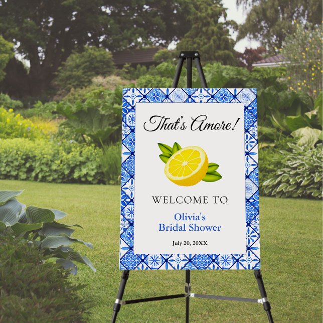 That's Amore | Mediterranean Bridal Shower Welcome Foam Board (That's Amore | Mediterranean Lemon Bridal Shower Welcome Sign )