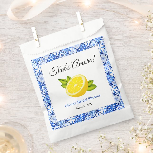 That's Amore | Mediterranean Lemon Bridal Shower Favor Bag (Clipped)