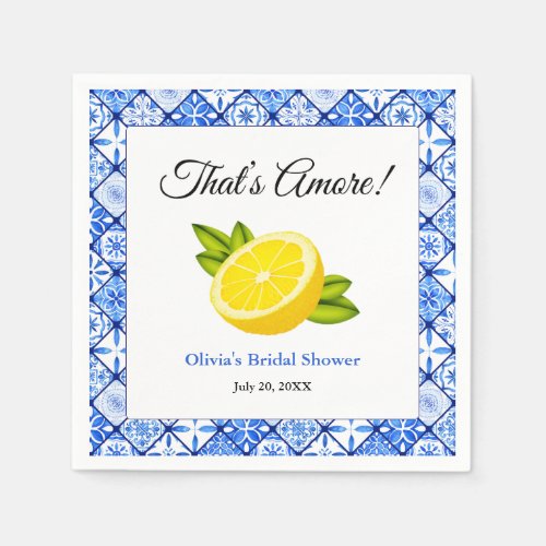 Thats Amore  Mediterranean Lemon Bridal Shower Napkins