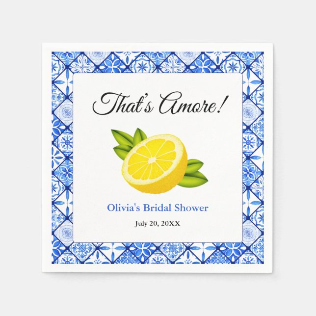 That's Amore | Mediterranean Lemon Bridal Shower Napkins (Front)