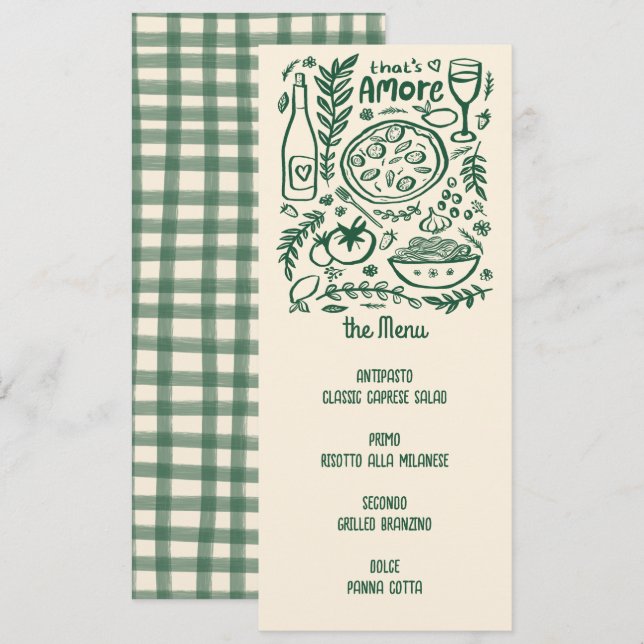 That's Amore Menu CUSTOM Hand-drawn Italian Food (Front/Back)