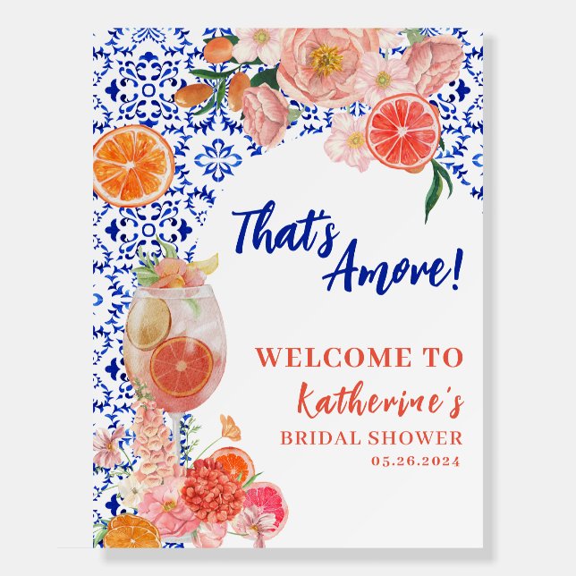 Thats amore  Orange Bridal shower welcome sign (Front)