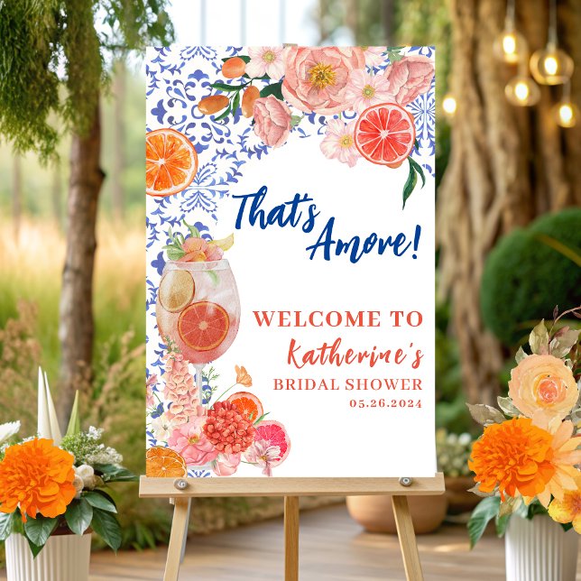 Thats amore  Orange Bridal shower welcome sign (Creator Uploaded)