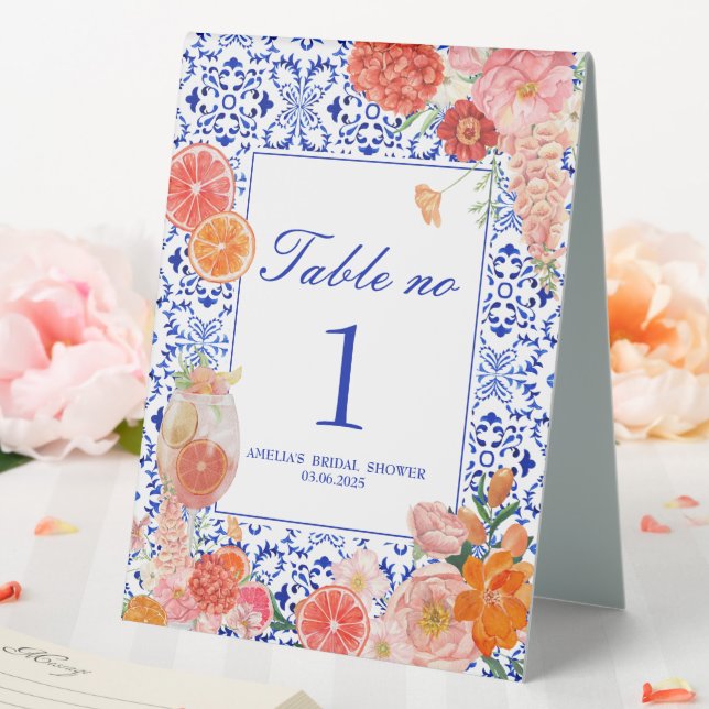 Thats amore orange Mediterranean bridal shower Table Tent (In SItu (Wedding))