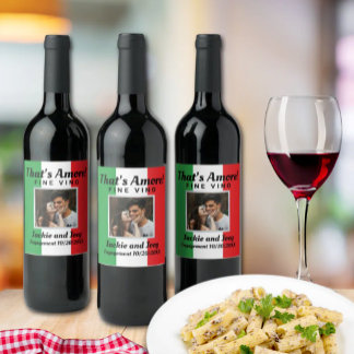 That's Amore! Personalized Photo Italian Flag Wine Label