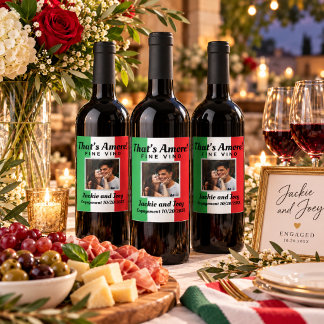 That's Amore! Personalized Photo Italian Flag Wine Label