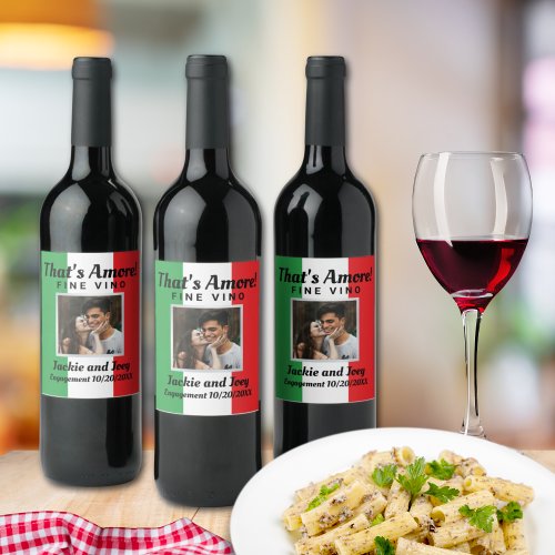 Thats Amore Personalized Photo Italian Flag Wine Label