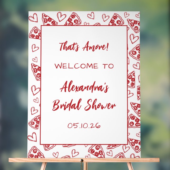 That's Amore Pizza Bridal Shower Welcome Sign (Neutral)