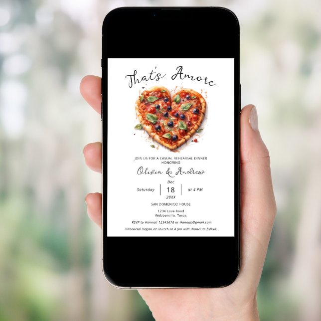 That's amore Pizza Casual Italian Rehearsal Dinner Invitation (Front Digital)