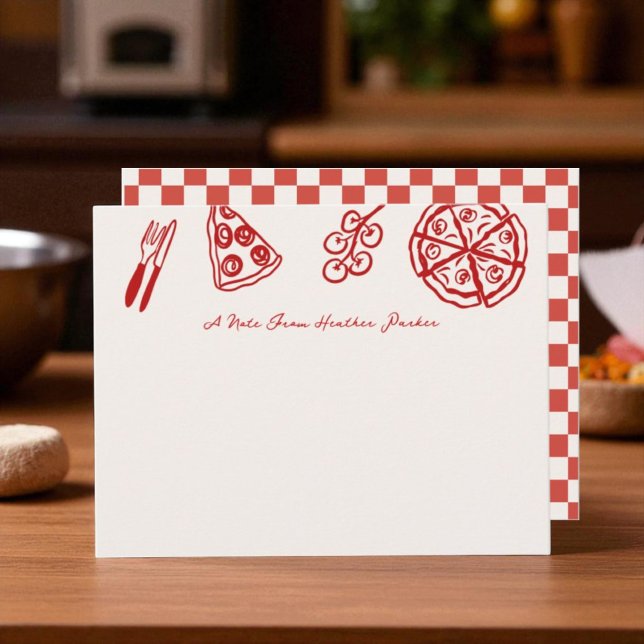 That's Amore Pizza Party Pizza Themed Personalized Note Card (Creator Uploaded)