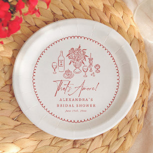 That's Amore Pizza & Wine Bridal Shower Paper Plates