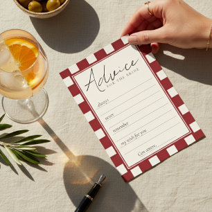 That's Amore Red Checkered Bridal Shower Advice Card