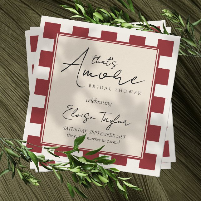 That's Amore Red Checkered Bridal Shower  Napkins (Channel a romantic vibe with this That's Amore Red Checkered Bridal Shower Napkin! )