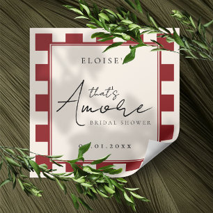 That's Amore Red Checkered Bridal Shower  Square Sticker