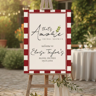That's Amore Red Checkered Bridal Shower Welcome Foam Board