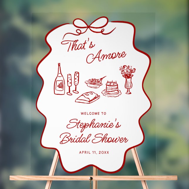 That's Amore Red Doodle Frame Large Welcome Acrylic Sign (Neutral)