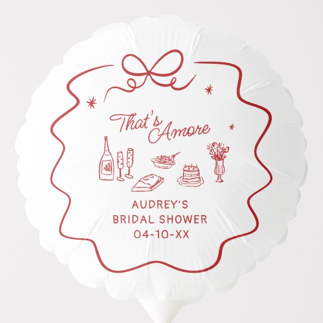That's Amore, Red Doodle Personalized Shower Balloon (Front)