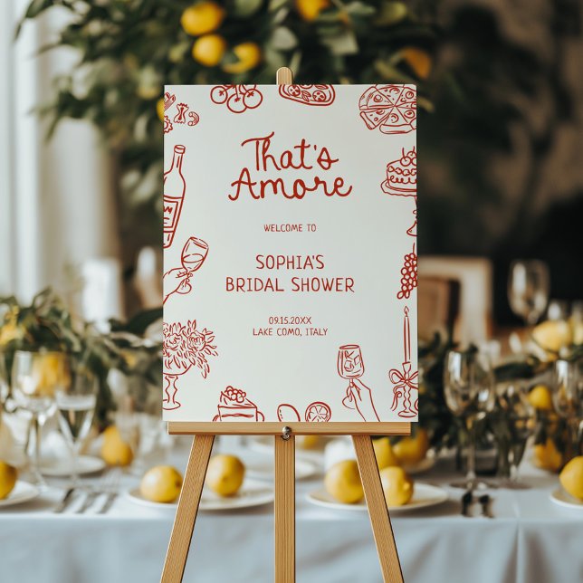 That's Amore Red Illustrated Bridal Shower  Foam Board (Creator Uploaded)