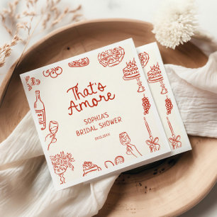 That's Amore Red Illustrated Bridal Shower Napkins