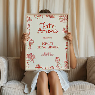 That's Amore Red Illustrated Bridal Shower  Poster