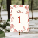 That's Amore Red Illustrated Table Number<br><div class="desc">Celebrate the bride-to-be with our "That's Amore" table number, designed to infuse your day with laughter, love, and the delightful essence of Italy. The table card features a quirky handwritten font, adding a personal and playful touch that invites your guests to partake in the celebration. Surrounding the edges are red...</div>