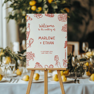 That's Amore Red Illustrated Wedding Welcome Foam Board