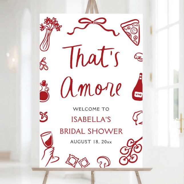 That's Amore Red Italian Bridal Shower Welcome Foam Board (That's Amore Italian Red Bridal Shower Welcome Sign)