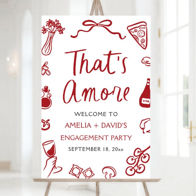 That's Amore Red Italian Engagement Party Welcome Foam Board (That's Amore Red Italian Engagement Party Welcome Sign)