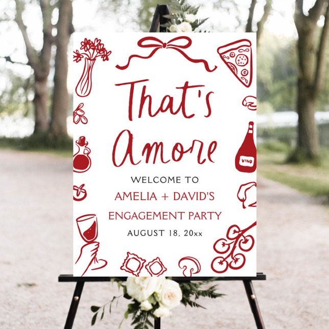 That's Amore Red Italian Engagement Party Welcome Foam Board (That's Amore Red Italian Engagement Party Welcome Sign)