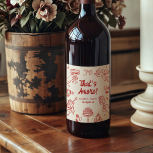 That's Amore! Red Italian Engagement Wine Label